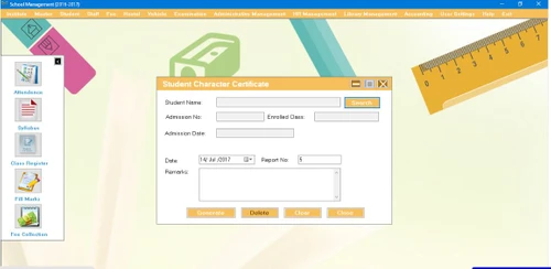 Aspscripts School Management ERP student character certificate
