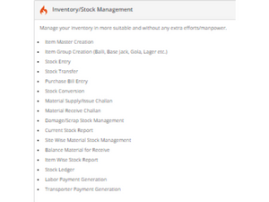 Trigent Scaffolding Management Software inventory management