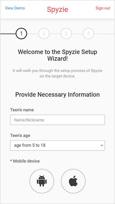 Spyzie demo sign up