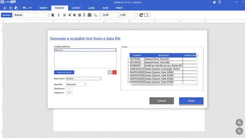 labelsuite data format