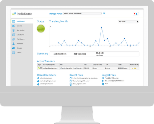 Media Shuttle manage portal