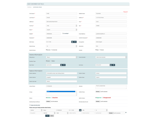 Aarvi Society Management System-members detail