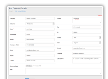 Aarvi Task Management System add contact details