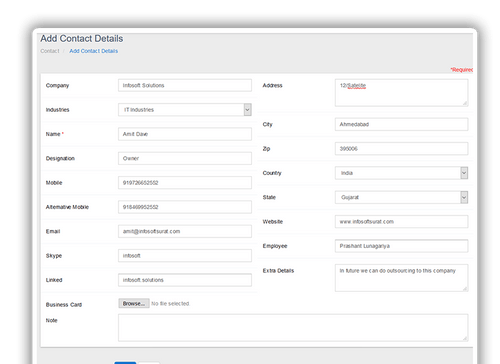 Aarvi Task Management System add contact details