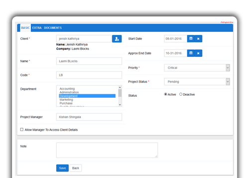 Aarvi Task Management System basic information