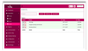 Aarvi Wedding Application event management