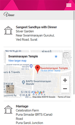 Aarvi Wedding Application google map location