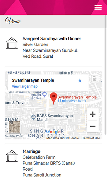 Aarvi Wedding Application google map location