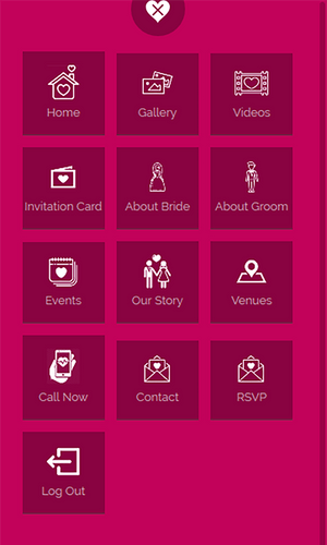 Aarvi Wedding Application mobile app dashboard