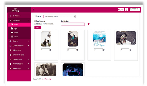 Aarvi Wedding Application photos uploading