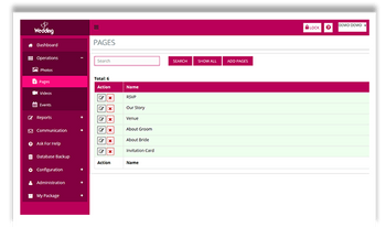 Aarvi Wedding Application wedding pages