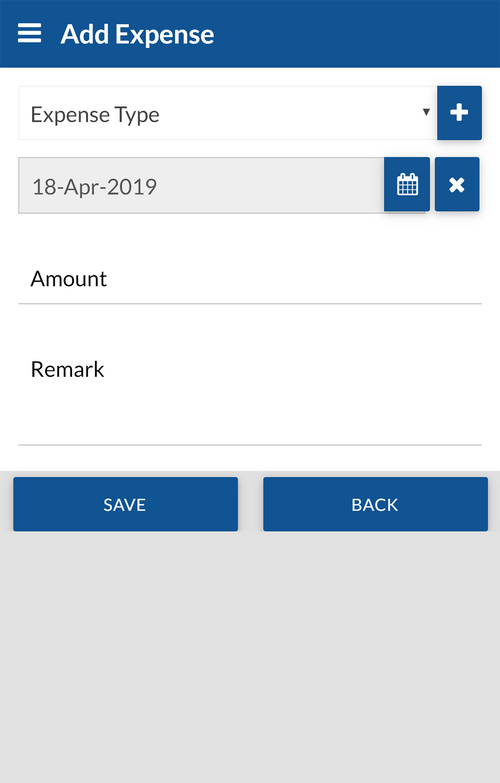 Aarvi Expense Manager adding expense transaction