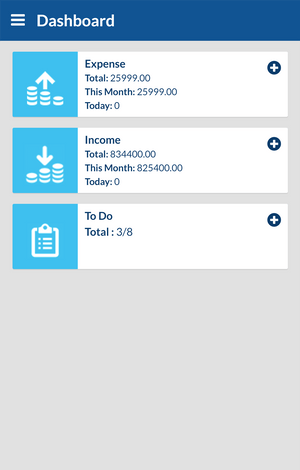 Aarvi Expense Manager dashboard