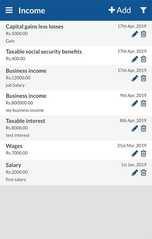 Aarvi Expense Manager income management