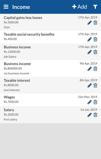 Aarvi Expense Manager income management