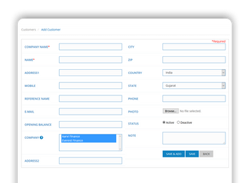 Aarvi Finance Management System customer management