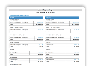Aarvi Finance Management System income and expense management