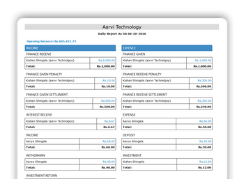 Aarvi Finance Management System income and expense management