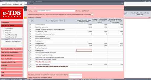 Taxmann e-TDS Returnse employee info