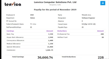 AttendHRM Payroll payslip