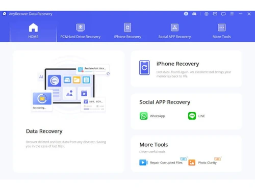 AnyRecover Home page