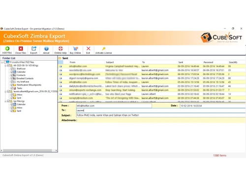 Zimbra Converter-Sent file