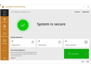 Guardian Internet Security status