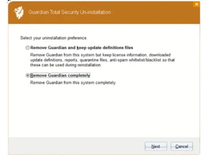 Guardian Internet Security steps