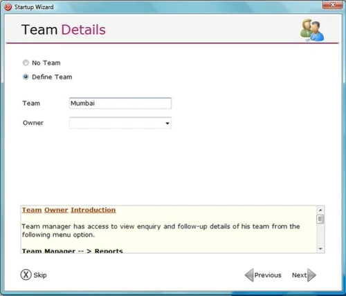 Spinso Sales CRM team details