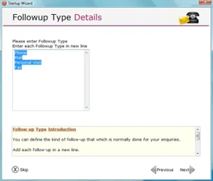 Spinso Sales CRM follow up type detail