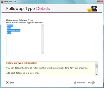 Spinso Sales CRM follow up type detail