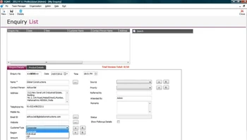 Spinso Sales CRM enquiry list