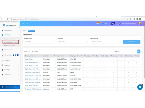 EmpMonitor attendance
