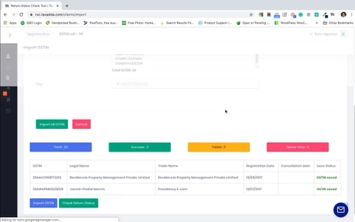 Taxadda GST STatus import gstin