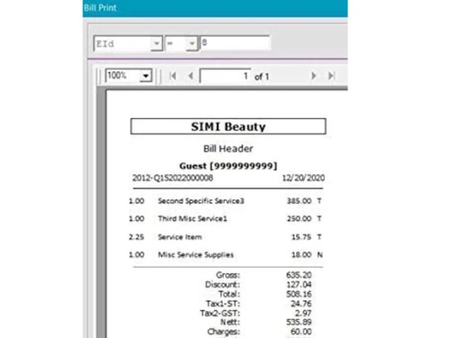 NSRV Service Billing Software invoice
