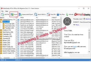 MailsDaddy PST to Office 365 Migration Tool export