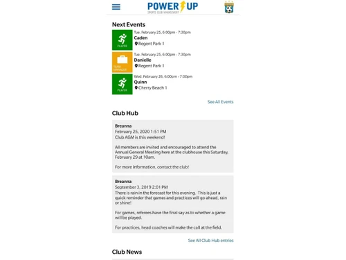 PowerUp Sports-events