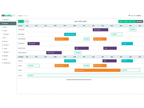 EZFacility Sports Facility Management Software schedule
