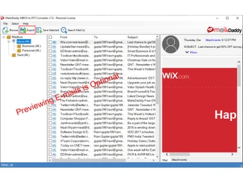 Mailsdaddy MBOX to PST Converter export