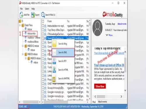 Mailsdaddy MBOX to PST Converter inbox