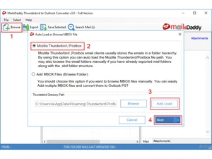 Mailsdaddy Thunderbird to Outlook Converter browse