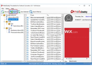 Mailsdaddy Thunderbird to Outlook Converter inbox