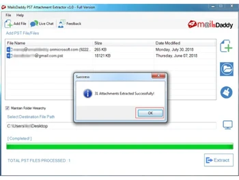 MailsDaddy PST Attachment Extractor successfull