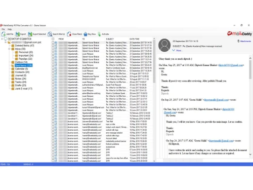 MailsDaddy PST File Converter items
