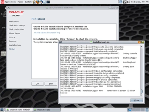oracle solaris 11 finished