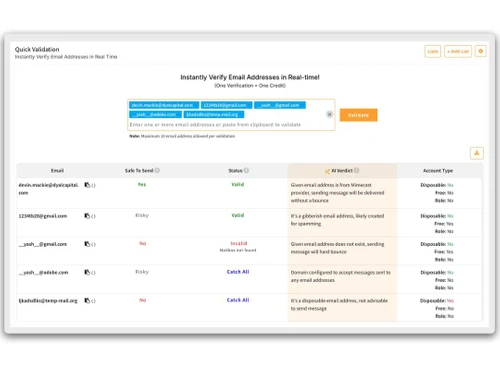 clearout validation