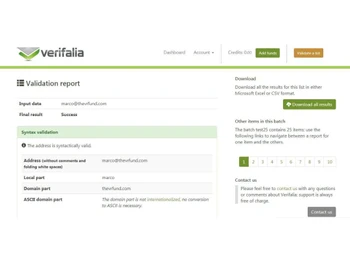 Verifalia report