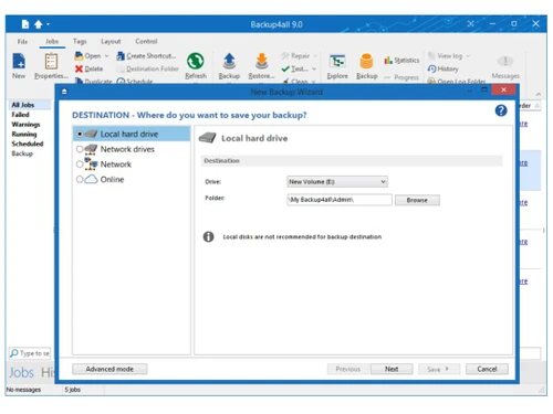 backup4all destination