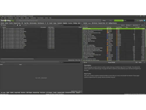 Screaming Frog Dashboard