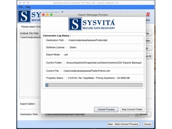 sysvita olm to pst converter-status